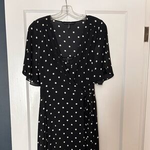 White House Black Market Black and White Polka Dot Midi Dress